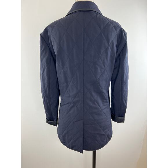 Club Monaco Navy Blue Long Sleeve Wool-Blend Button-Up Quilted Jacket Unisex XS - Picture 3 of 8